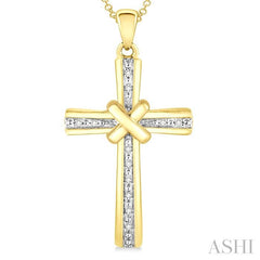 ASHI Gold Vermeil Cross Diamond Fashion Pendant 87869PPSSSLPD-GV