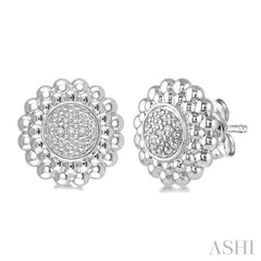 ASHI Silver Round Bead Diamond Earrings 87899PPSSSLER