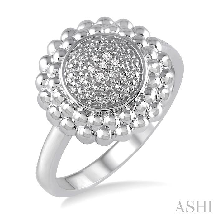 ASHI Silver Round Bead Diamond Ring 87899PPSSSLRG