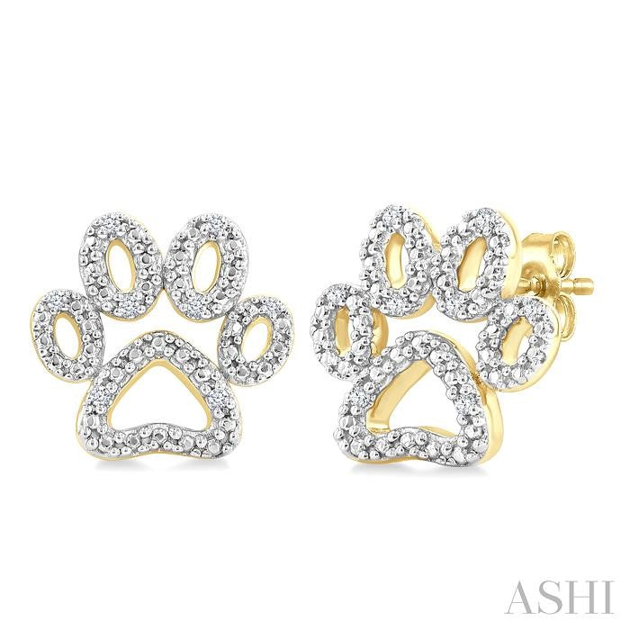 ASHI Gold Vermeil Dog Paw Diamond Fashion Earrings 87909PPSSSLER-GV