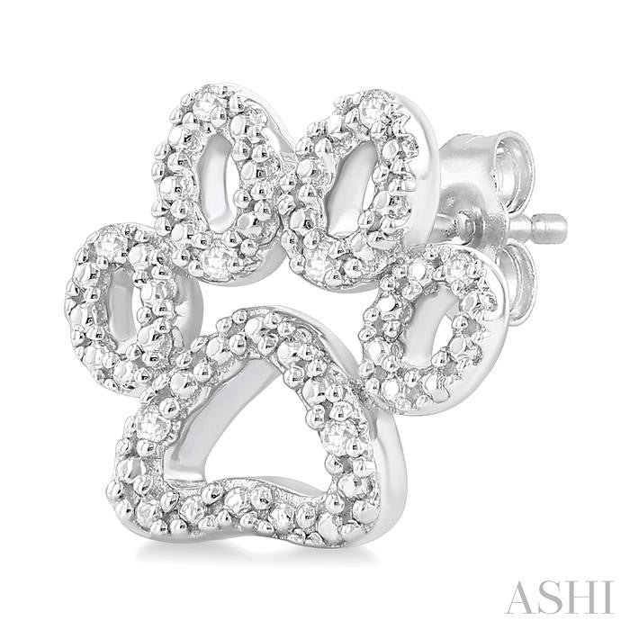 ASHI Silver Dog Paw Diamond Fashion Earrings 87909PPSSSLER