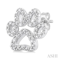 ASHI Silver Dog Paw Diamond Fashion Earrings 87909PPSSSLER