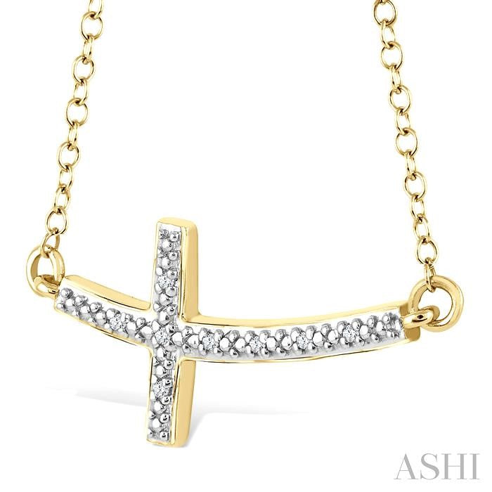 ASHI Gold Vermeil Sideway Cross Diamond Fashion Pendant 87959PPSSSLPD-GV