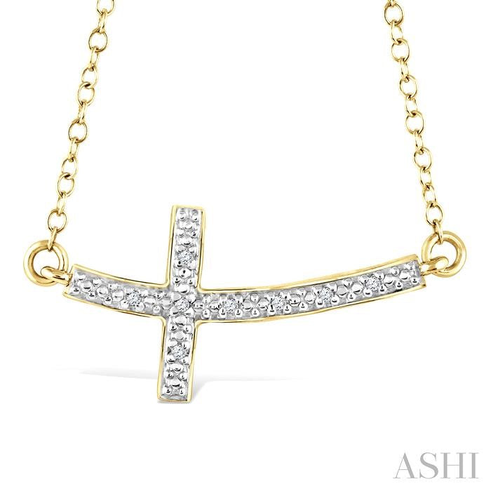 ASHI Gold Vermeil Sideway Cross Diamond Fashion Pendant 87959PPSSSLPD-GV