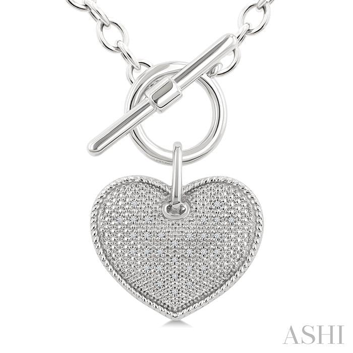 ASHI Silver Heart Toggle Diamond Fashion Necklace 880A8PPSSSLNK