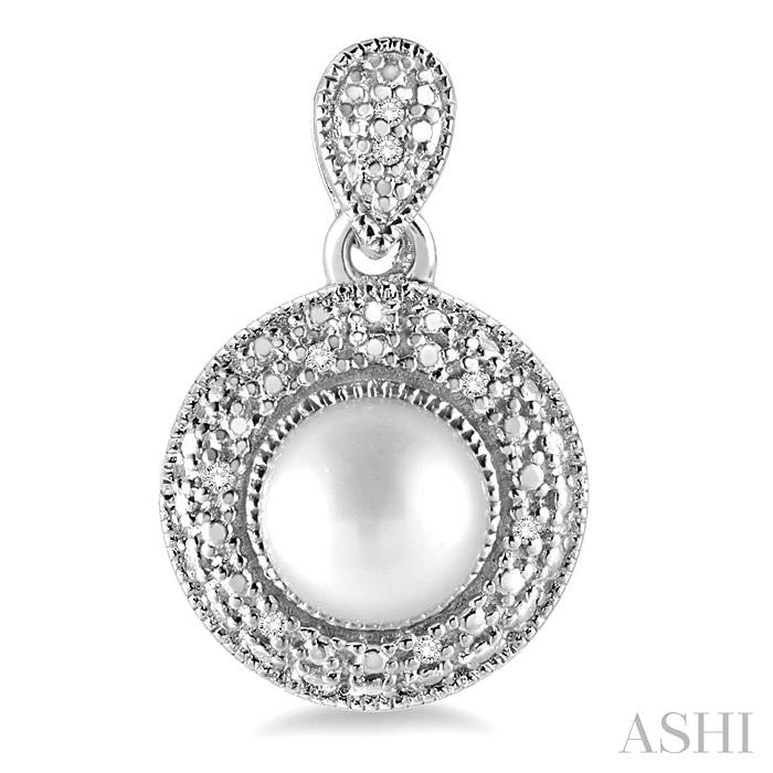 ASHI Silver Pearl & Halo Diamond Earrings 88289PPSSSLER