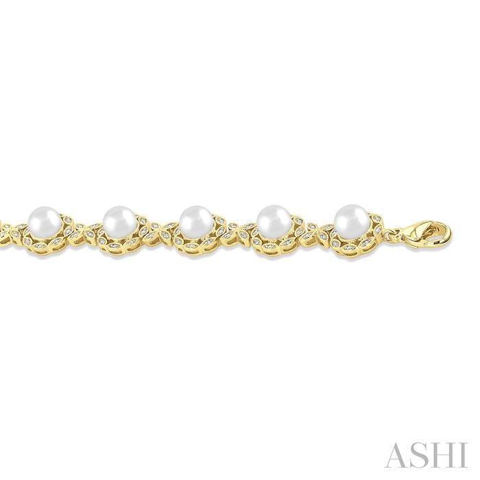 ASHI Gold Vermeil Pearl & Diamond Bracelet 88318PPSSWPSLTB-GV