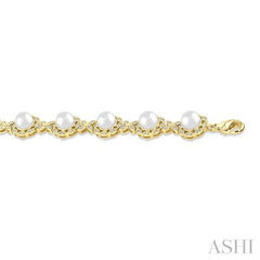 ASHI Gold Vermeil Pearl & Diamond Bracelet 88318PPSSWPSLTB-GV