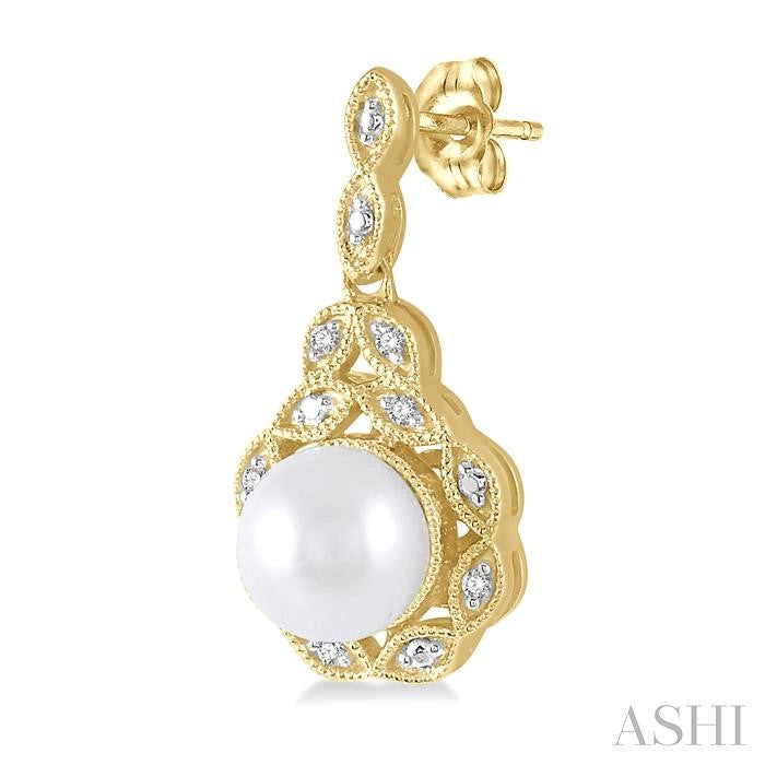 ASHI Gold Vermeil Pearl & Diamond Earrings 88319PPSSSLER-GV