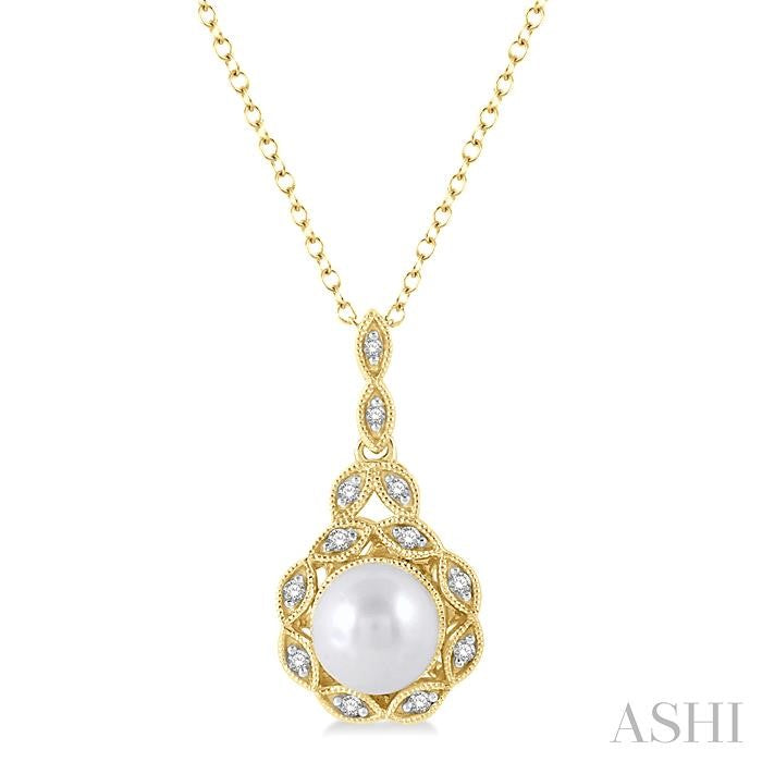 ASHI Gold Vermeil Pearl & Diamond Pendant 88319PPSSSLPD-GV
