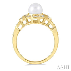 ASHI Gold Vermeil Pearl & Diamond Ring 88319PPSSSLRG-GV