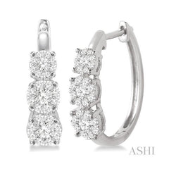ASHI Round Shape Past Present & Future Lovebright Essential Diamond Hoop Earrings 910A2PPFVERWG