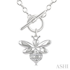 ASHI Silver Bumble Bee Toggle Diamond Fashion Necklace 884A8PPSSSLNK