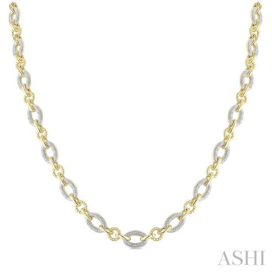 ASHI Gold Vermeil Bold Oval Rope Link Diamond Necklace 887A6PPSSSLNK-GV