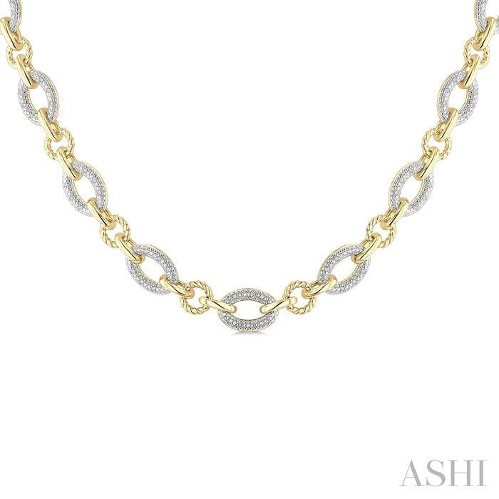 ASHI Gold Vermeil Bold Oval Rope Link Diamond Necklace 887A6PPSSSLNK-GV