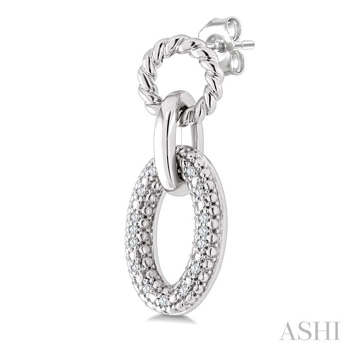 ASHI Silver Bold Oval Rope Link Diamond Earrings 887A8PPSSSLER
