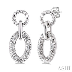 ASHI Silver Bold Oval Rope Link Diamond Earrings 887A8PPSSSLER
