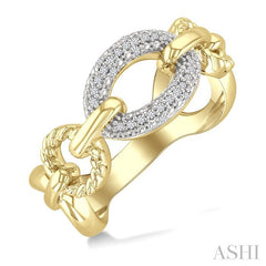 ASHI Gold Vermeil Bold Oval Rope Link Diamond Ring 887A8PPSSSLRG-GV