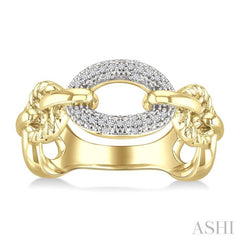 ASHI Gold Vermeil Bold Oval Rope Link Diamond Ring 887A8PPSSSLRG-GV