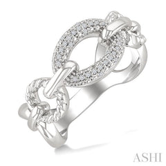 ASHI Silver Bold Oval Rope Link Diamond Ring 887A8PPSSSLRG