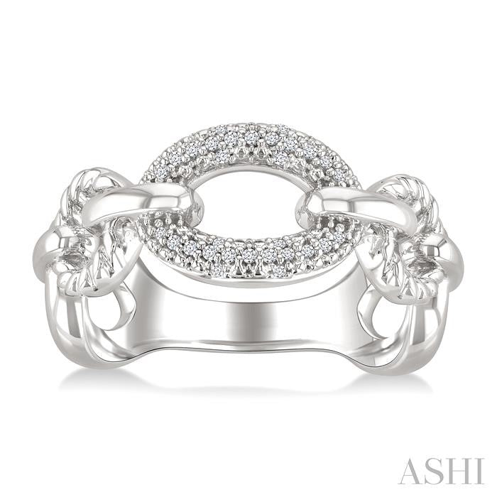 ASHI Silver Bold Oval Rope Link Diamond Ring 887A8PPSSSLRG