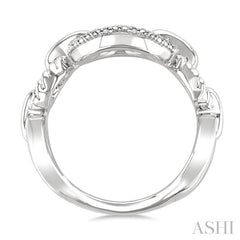 ASHI Silver Bold Oval Rope Link Diamond Ring 887A8PPSSSLRG