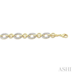 ASHI Gold Vermeil Bold Oval Rope Link Diamond Bracelet 887A8PPSSSLTB-GV