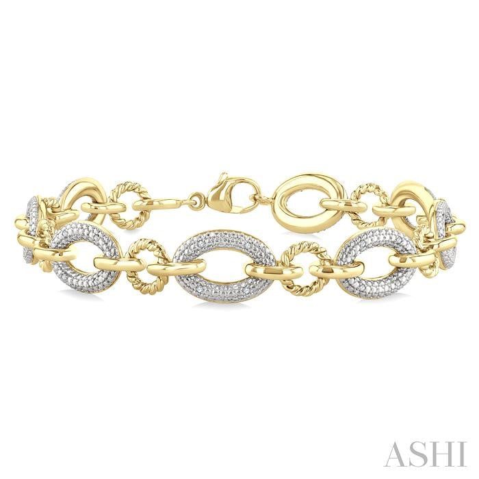 ASHI Gold Vermeil Bold Oval Rope Link Diamond Bracelet 887A8PPSSSLTB-GV