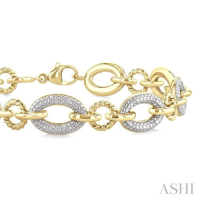 ASHI Gold Vermeil Bold Oval Rope Link Diamond Bracelet 887A8PPSSSLTB-GV
