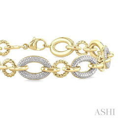 ASHI Gold Vermeil Bold Oval Rope Link Diamond Bracelet 887A8PPSSSLTB-GV