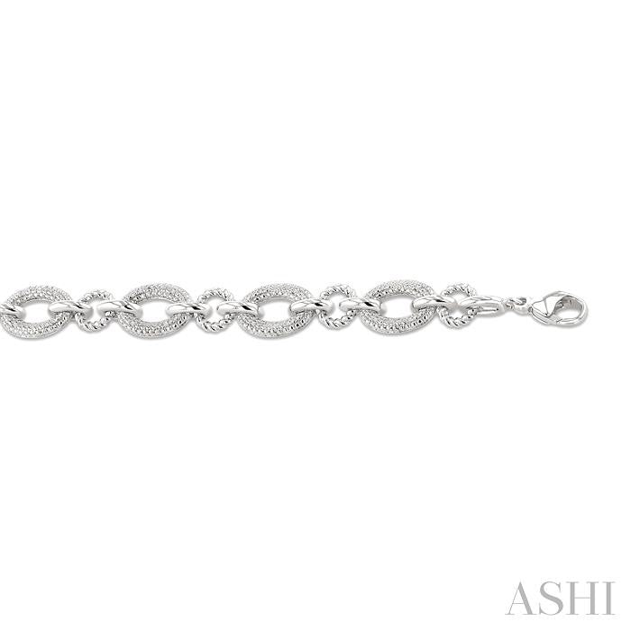 ASHI Silver Bold Oval Rope Link Diamond Bracelet 887A8PPSSSLTB