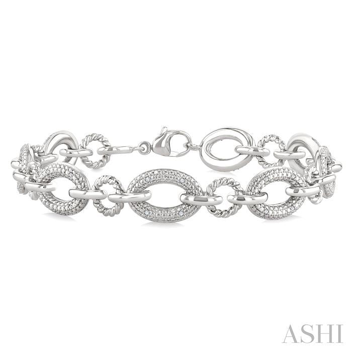 ASHI Silver Bold Oval Rope Link Diamond Bracelet 887A8PPSSSLTB