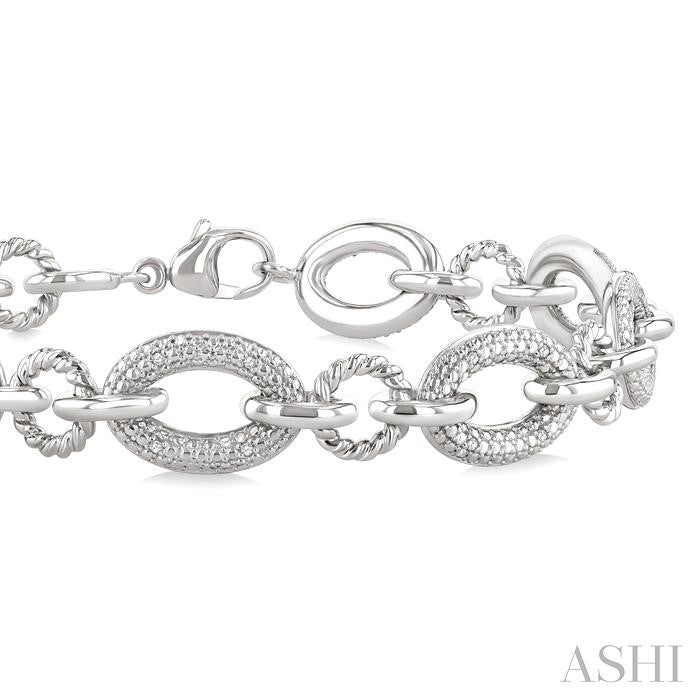 ASHI Silver Bold Oval Rope Link Diamond Bracelet 887A8PPSSSLTB