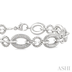 ASHI Silver Bold Oval Rope Link Diamond Bracelet 887A8PPSSSLTB
