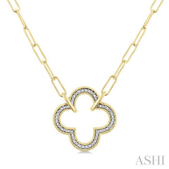ASHI Gold Vermeil Paperclip Clover Diamond Fashion Pendant 88858PPSSSLPD-CLV-GV