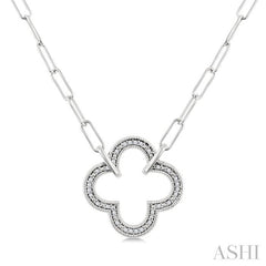 ASHI Silver Paperclip Clover Diamond Fashion Pendant 88858PPSSSLPD-CLV