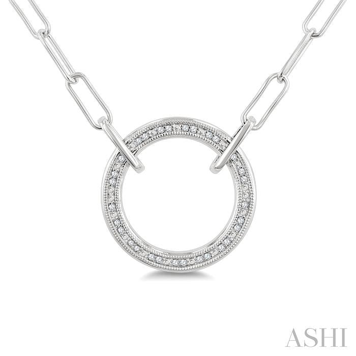 ASHI Silver Paperclip Diamond Fashion Pendant 88858PPSSSLPD-RD