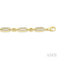 ASHI Gold Vermeil Paperclip Diamond Fashion Bracelet 88868PPSSSLTB-GV
