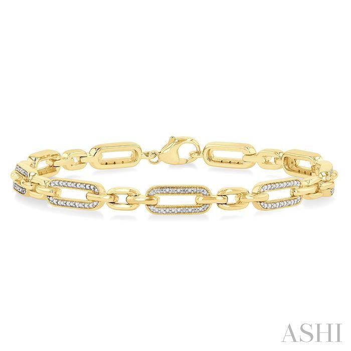 ASHI Gold Vermeil Paperclip Diamond Fashion Bracelet 88868PPSSSLTB-GV