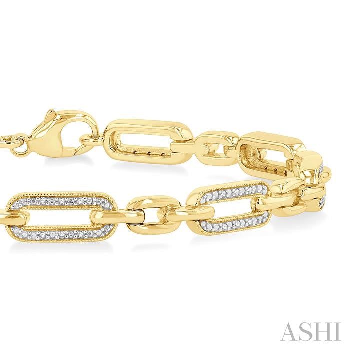 ASHI Gold Vermeil Paperclip Diamond Fashion Bracelet 88868PPSSSLTB-GV