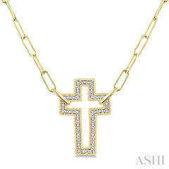 ASHI Gold Vermeil Cross Paperclip Diamond Fashion Pendant 88888PPSSSLPD-CR-GV