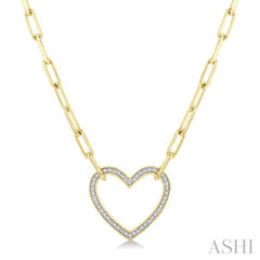 ASHI Gold Vermeil Heart Shape Paperclip Diamond Fashion Pendant 88888PPSSSLPD-GV