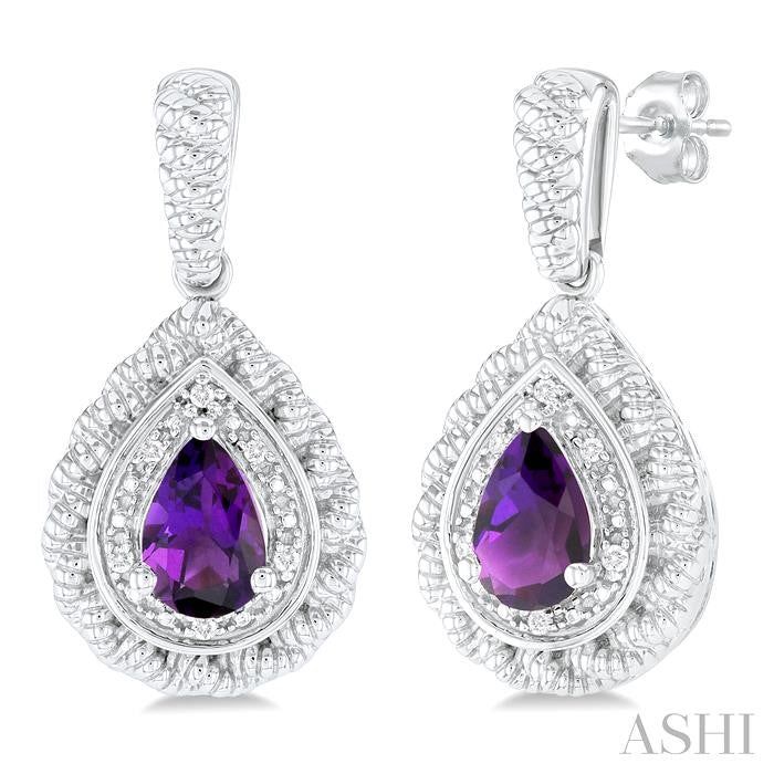 ASHI Silver Pear Shape Gemstone & Diamond Earrings 88929PPSSAMSLER