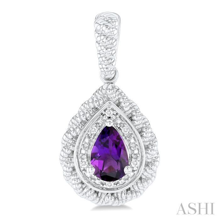 ASHI Silver Pear Shape Gemstone & Diamond Earrings 88929PPSSAMSLER