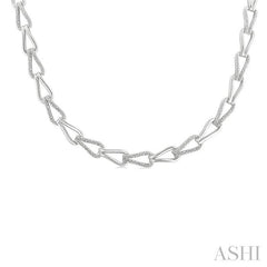 ASHI Silver Bold Knot Diamond Fashion Necklace 8894QPPSSSLNK