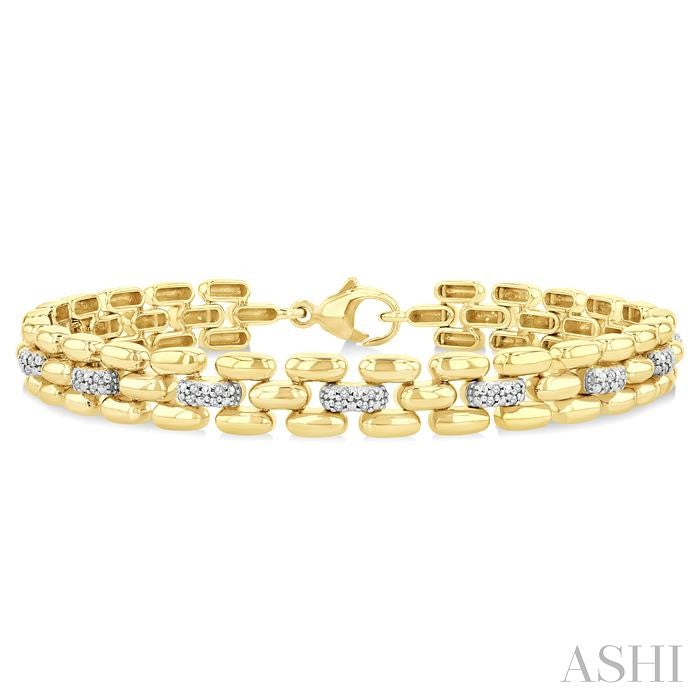 ASHI Gold Vermeil Bold Panther Link Diamond Fashion Bracelet 88950PPSSSLTB-GV