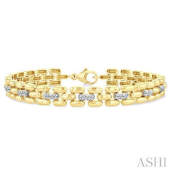 ASHI Gold Vermeil Bold Panther Link Diamond Fashion Bracelet 88950PPSSSLTB-GV