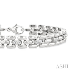 ASHI Silver Bold Panther Link Diamond Fashion Bracelet 88950PPSSSLTB