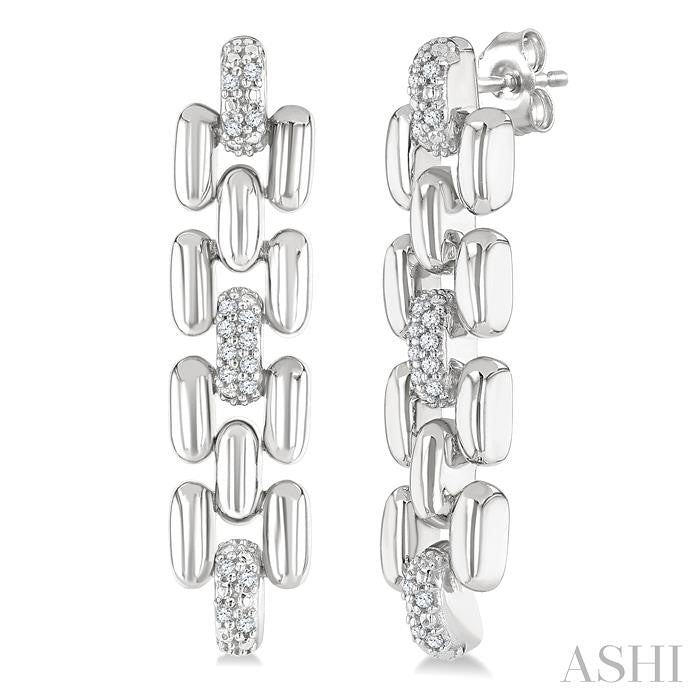 ASHI Silver Bold Panther Link Diamond Fashion Earrings 88958PPSSSLER