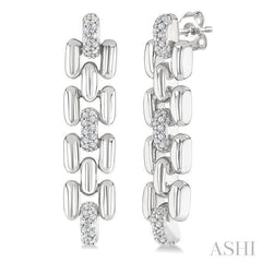 ASHI Silver Bold Panther Link Diamond Fashion Earrings 88958PPSSSLER